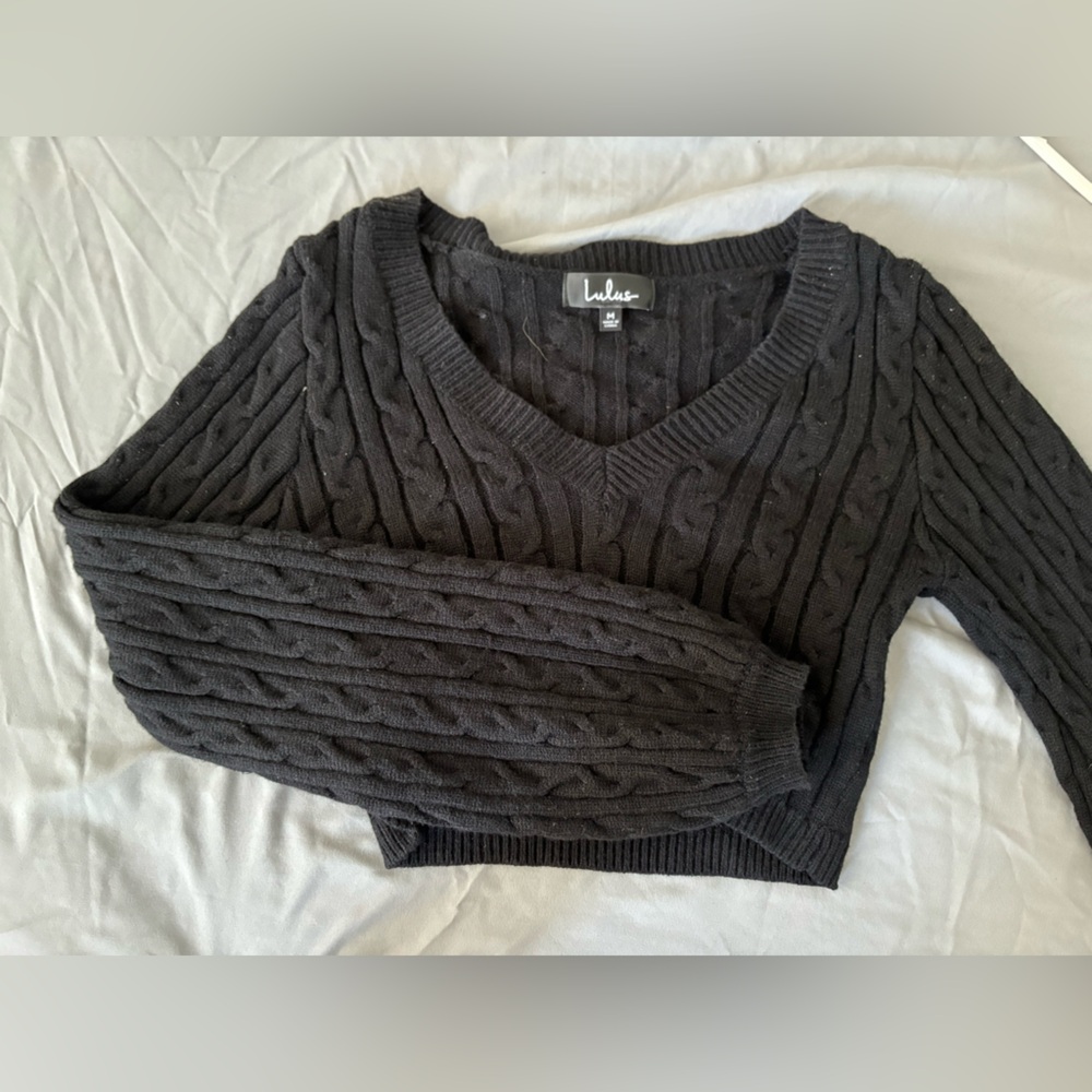 Lulus black long sleeve crop sweater